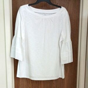 St. John's Bay White Ruffled 3/4 Sleeve Blouse